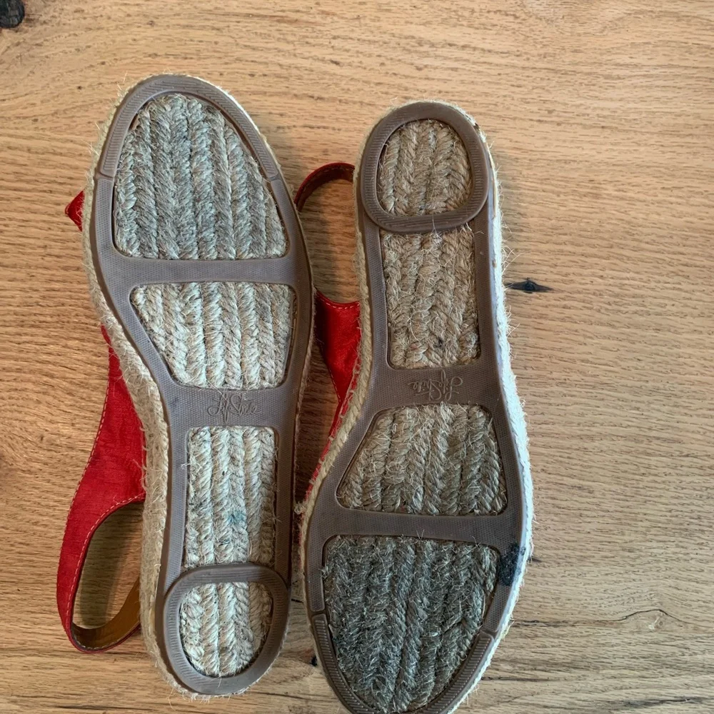 Life Stride Espadrille Shoe Red Slingback Bow‎ Women’s 8 1/2 Preloved